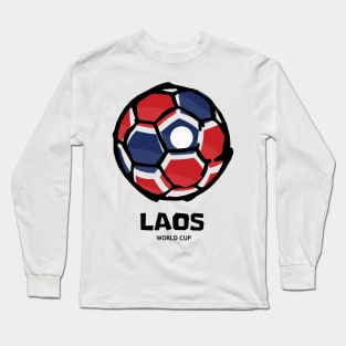 Laos Football Country Flag Long Sleeve T-Shirt